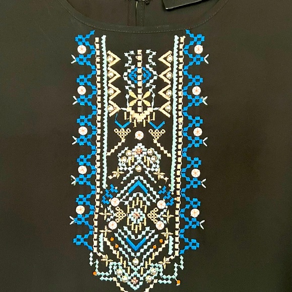 Ivanka Trump black Blouse with beautiful embroidery. Size S - Picture 4 of 10